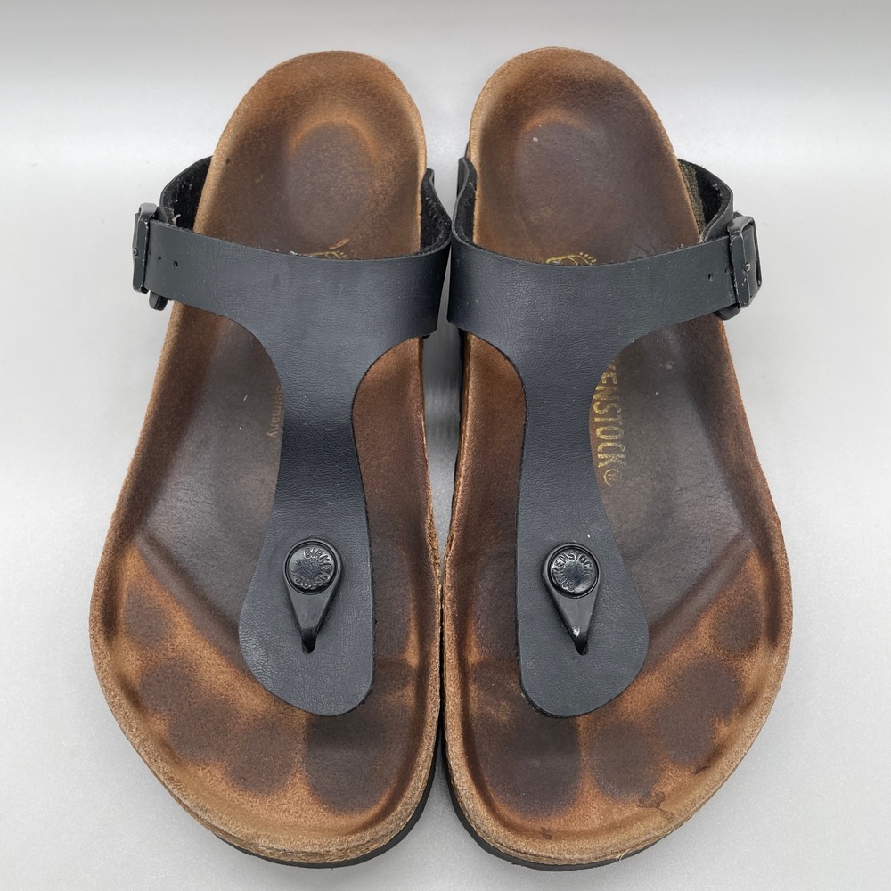 Birkenstock Gizeh Sandals Womens 39 (US 8-8.5) Black Birko-Flor Thong Comfort